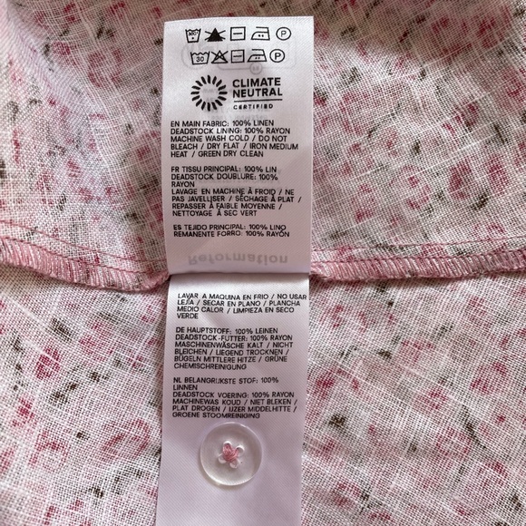 NEW Reformation Daria Linen Mini Dress Bow Rosin Pink Floral | size 0 - Picture 15 of 16